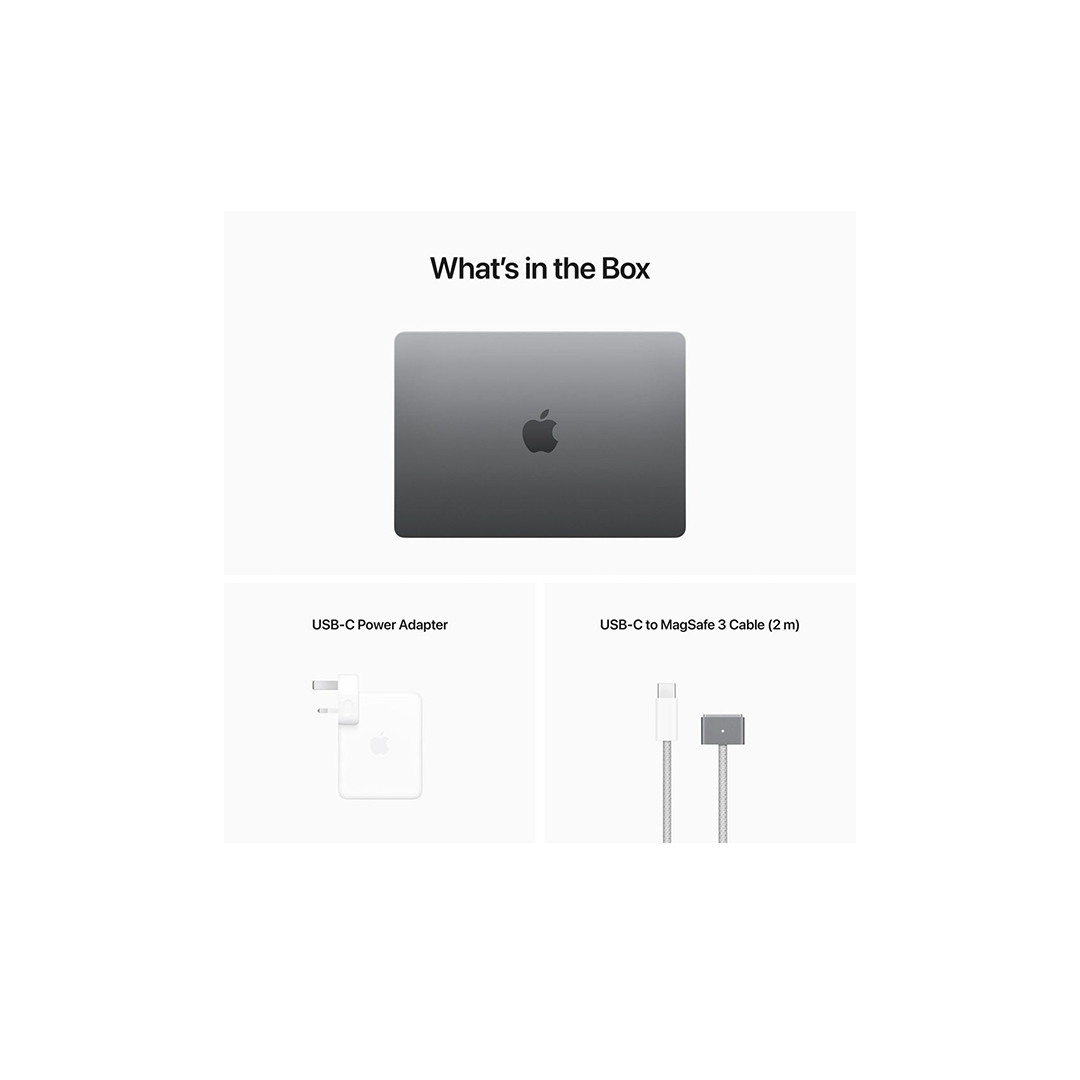 Apple MacBook Air 15-inch (2024) – M3 with 8-core CPU / 8GB RAM / 256GB SSD / 10-core GPU / macOS Sonoma / English & Arabic Keyboard / Space Grey Apple MacBook Air 15-inch (2024) – M3 with 8-core CPU / 8GB RAM / 256GB SSD / 10-core GPU / macOS Sonoma / English & Arabic Keyboard / Space Grey